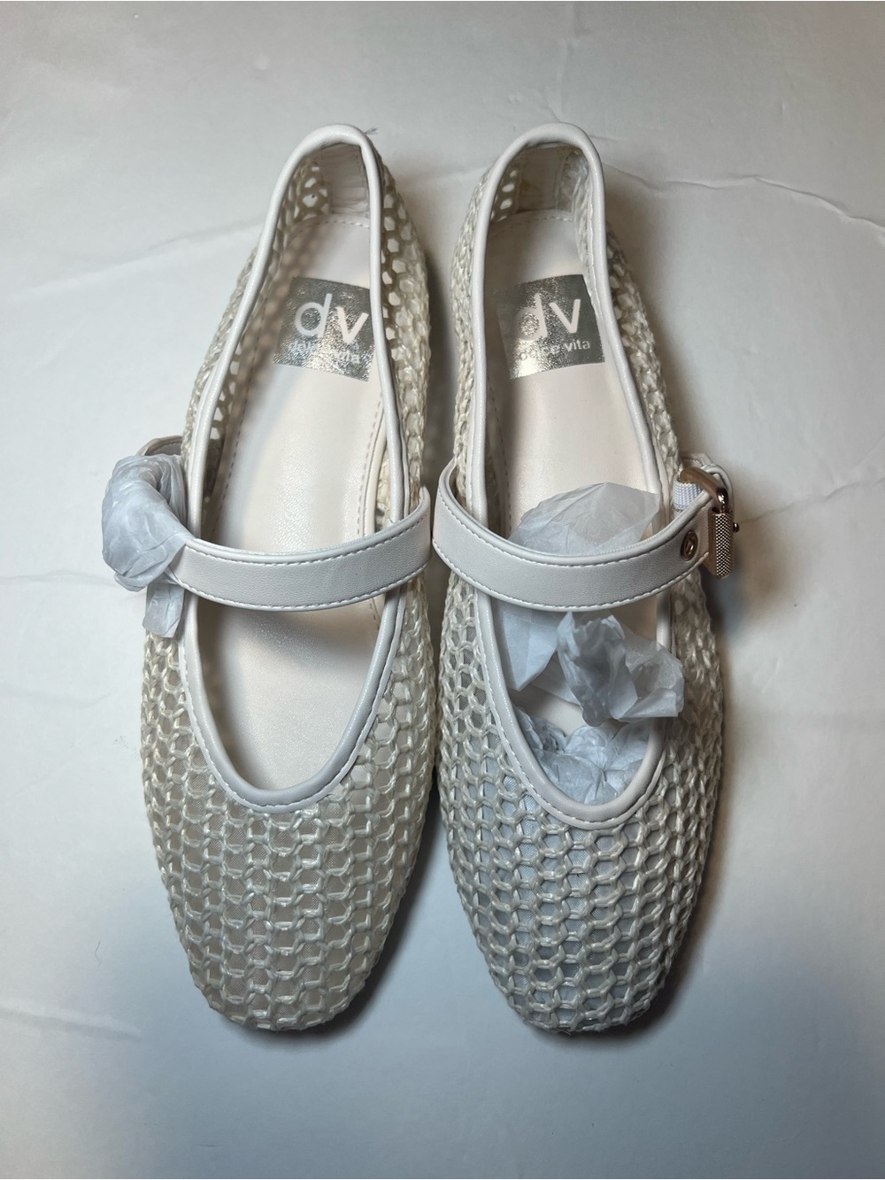 DV Dolce Vita Women's Mulaney Mesh Buckle Mary Jane Flats Ivory - Picture 3 of 8